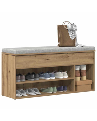 Banc à chaussures chêne artisanal 102x30,5x45cm bois ingénierie | Mobilier & Déco