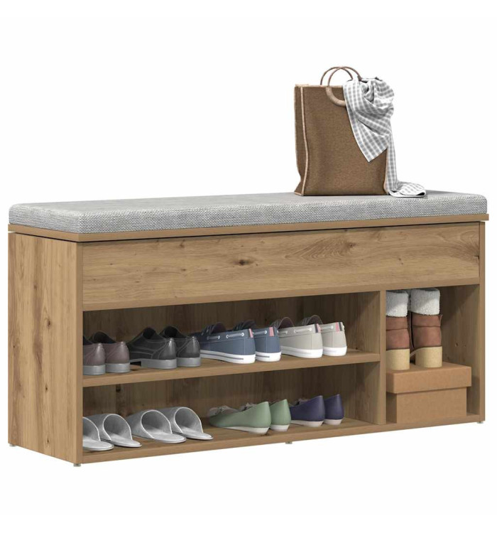 Banc à chaussures chêne artisanal 102x30,5x45cm bois ingénierie | Mobilier & Déco