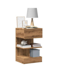 Table de chevet chêne artisanal 40x35x65 cm bois d'ingénierie | Mobilier & Déco