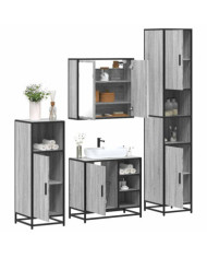 Ensemble de meubles de salle de bain 4 pcs sonoma gris | Mobilier & Déco