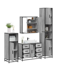 Ensemble de meubles de salle de bain 4 pcs sonoma gris | Mobilier & Déco