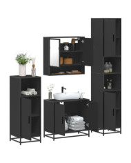 Ensemble de meubles salle de bain 4 pcs noir bois d'ingénierie | Mobilier & Déco