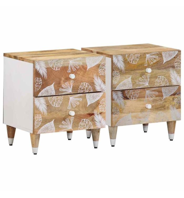 Tables de chevet 2 pcs 40x33,5x46 cm Bois de manguier solide | Mobilier & Déco