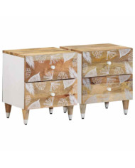 Tables de chevet 2 pcs 40x33,5x46 cm Bois de manguier solide | Mobilier & Déco