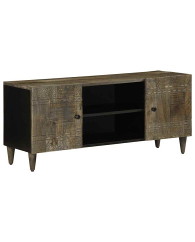 Meuble TV gris clair 105x33,5x46 cm bois massif de manguier | Mobilier & Déco