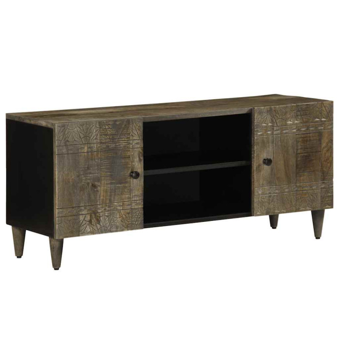 Meuble TV gris clair 105x33,5x46 cm bois massif de manguier | Mobilier & Déco