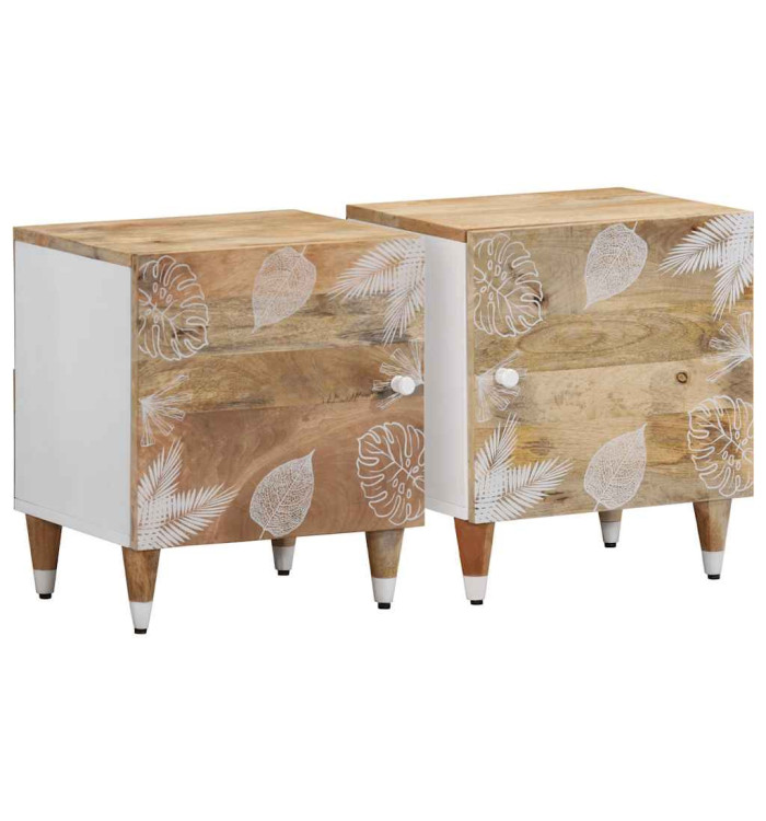 Tables de chevet 2 pcs 40x33,5x46 cm Bois de manguier solide | Mobilier & Déco