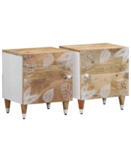 Tables de chevet 2 pcs 40x33,5x46 cm Bois de manguier solide | Mobilier & Déco