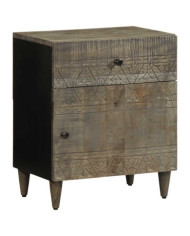 Table de chevet gris clair 50x33x60 cm bois de manguier massif | Mobilier & Déco