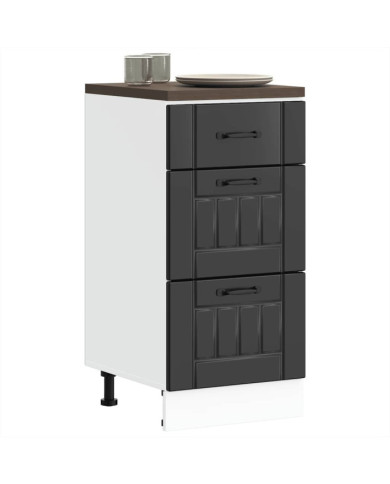Armoire de cuisine Lucca noir bois d'ingénierie | Mobilier & Déco