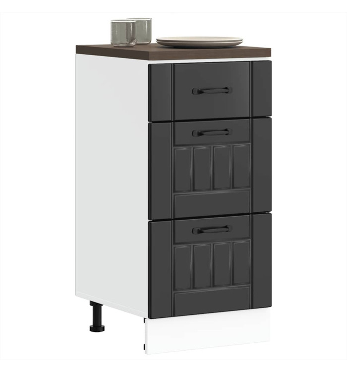 Armoire de cuisine Lucca noir bois d'ingénierie | Mobilier & Déco