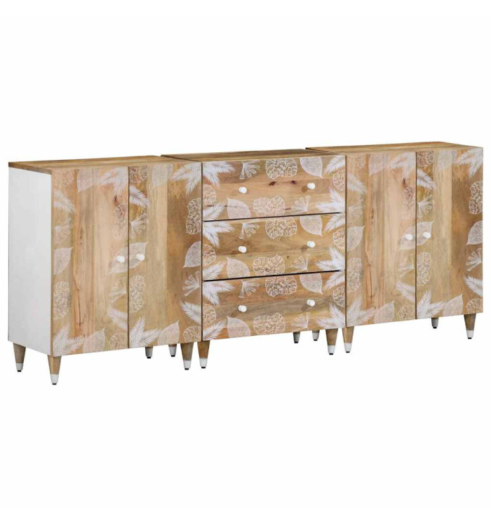 Buffets 3 pcs 60x33,5x75 cm bois de manguier massif | Mobilier & Déco