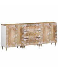 Buffets 3 pcs 60x33,5x75 cm bois de manguier massif | Mobilier & Déco