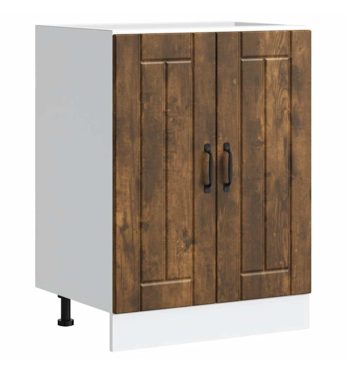 Meuble de base de lavabo Lucca chêne fumé bois d'ingénierie | Mobilier & Déco