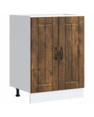 Meuble de base de lavabo Lucca chêne fumé bois d'ingénierie | Mobilier & Déco