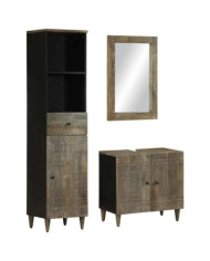 Ensemble de meubles de salle de bain 3 pcs bois manguier massif | Mobilier & Déco