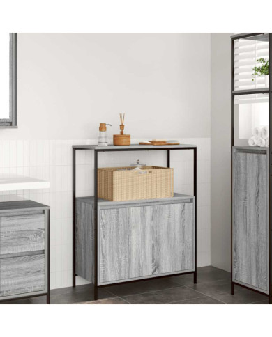 Meuble de salle de bain avec étagères sonoma gris 76,5x35x95 cm | Mobilier & Déco