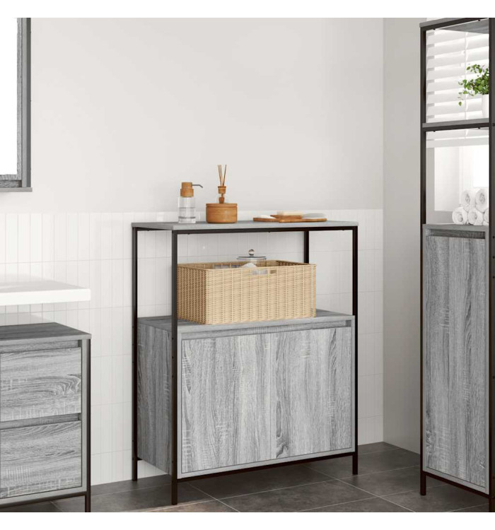 Meuble de salle de bain avec étagères sonoma gris 76,5x35x95 cm | Mobilier & Déco
