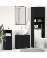 Armoire lavabo de salle de bain chêne noir 60x33x60 cm | Mobilier & Déco