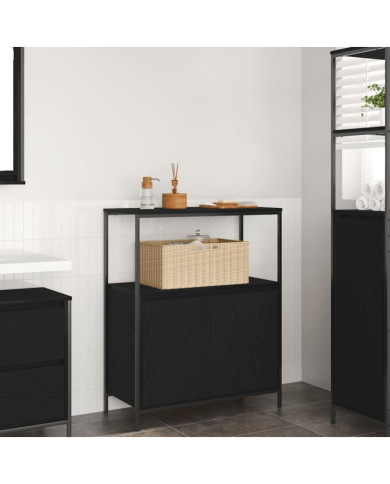 Meuble de salle de bain avec étagères chêne noir 76,5x35x95 cm | Mobilier & Déco