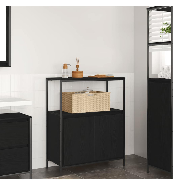Meuble de salle de bain avec étagères chêne noir 76,5x35x95 cm | Mobilier & Déco