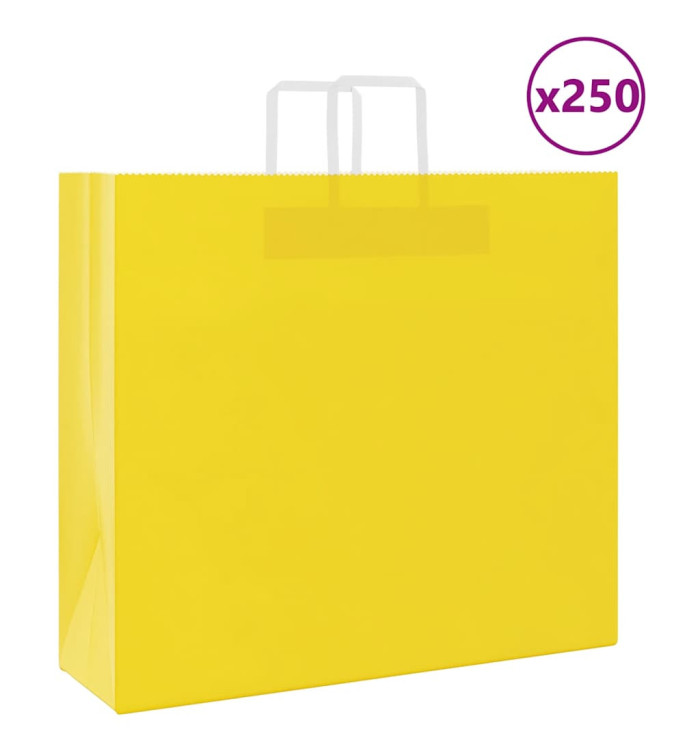 Sacs en papier 250 pcs avec poignées jaune 54x15x49 cm | Mobilier & Déco