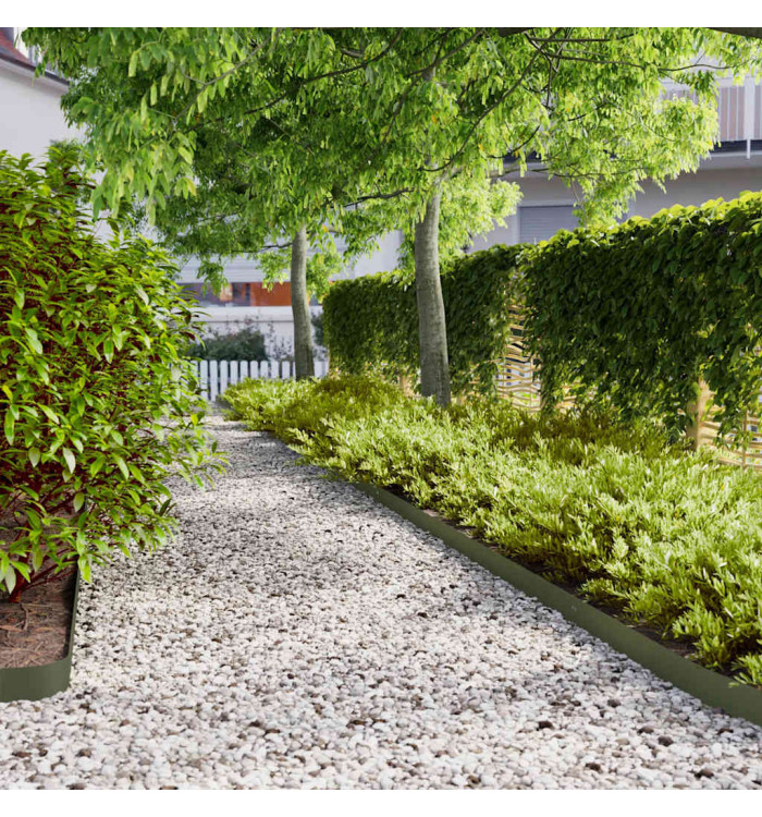 Bordures pelouse 50pcs vert olive 10x103cm acier laminé à froid | Mobilier & Déco