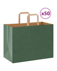 Sacs en papier 50 pcs avec poignées vert 32x17x25 cm | Mobilier & Déco
