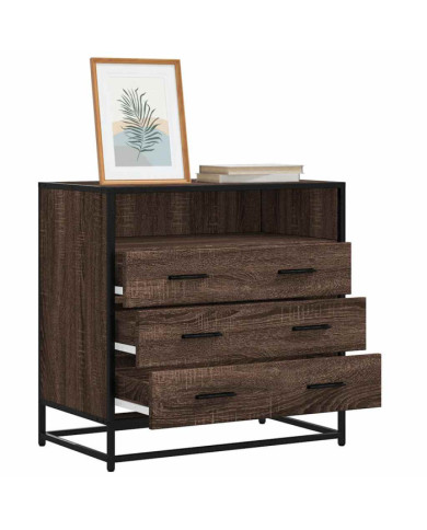 Commode chêne marron 70x41x70 cm bois d'ingénierie | Mobilier & Déco