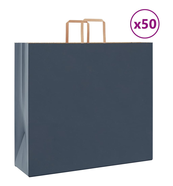 Sacs en papier 50 pcs avec poignées bleu 54x15x49 cm | Mobilier & Déco
