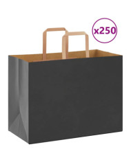 Sacs en papier 250 pcs avec poignées noir 32x17x25 cm | Mobilier & Déco