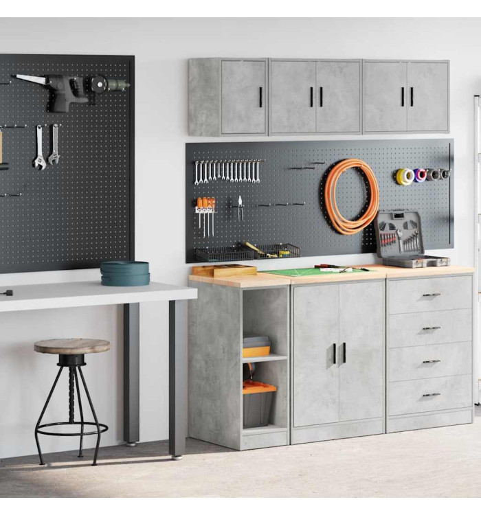Armoires de garage 2 pcs gris béton bois d'ingénierie | Mobilier & Déco