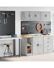 Armoires de garage 2 pcs gris béton bois d'ingénierie | Mobilier & Déco