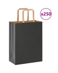 Sacs en papier 250 pcs avec poignées noir 21x11x28 cm | Mobilier & Déco