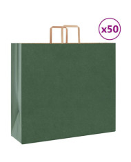 Sacs en papier 50 pcs avec poignées vert 54x15x49 cm | Mobilier & Déco