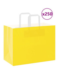 Sacs en papier 250 pcs avec poignées jaune 32x17x25 cm | Mobilier & Déco