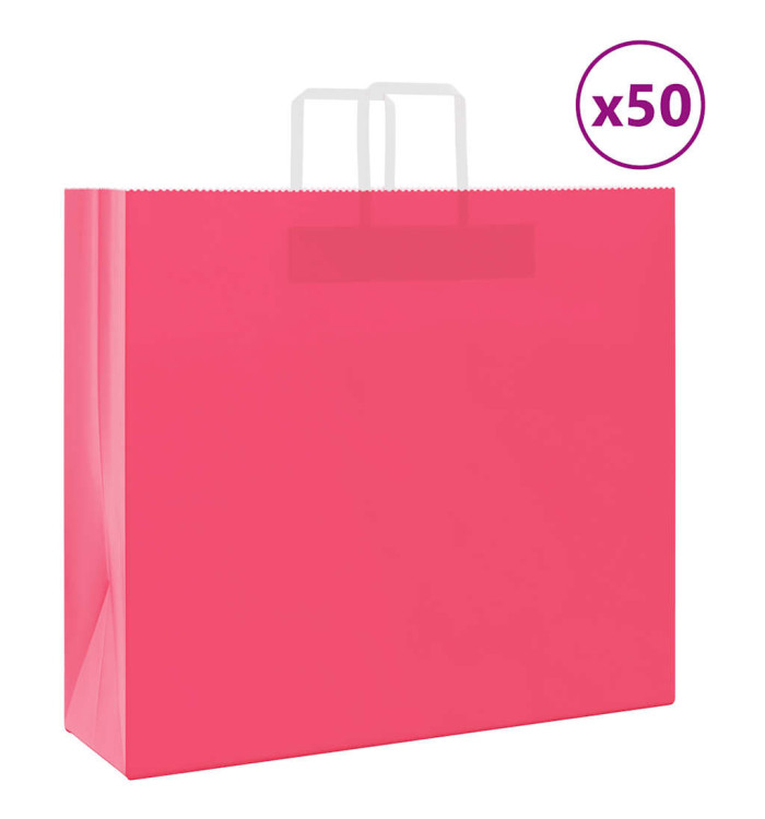 Sacs en papier 50 pcs avec poignées rose 54x15x49 cm | Mobilier & Déco
