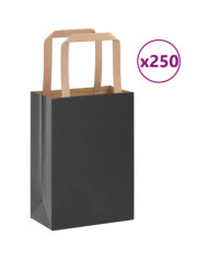 Sacs en papier 250 pcs avec poignées noir 15x8x21 cm | Mobilier & Déco