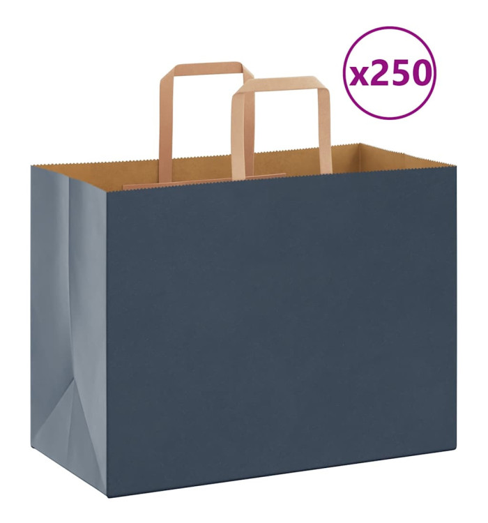 Sacs en papier 250 pcs avec poignées bleu 32x17x25 cm | Mobilier & Déco