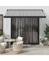 Auvent rétractable anthracite et blanc 3,5x2,5m tissu/aluminium | Mobilier & Déco