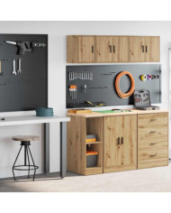 Armoires garage 2 pcs chêne artisanal bois d'ingénierie | Mobilier & Déco