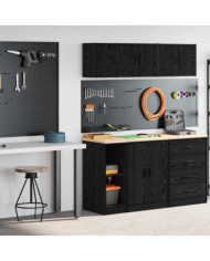 Armoires de garage 2 pcs noir bois d'ingénierie | Mobilier & Déco