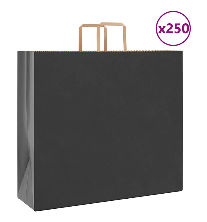 Sacs en papier 250 pcs avec poignées noir 54x15x49 cm | Mobilier & Déco