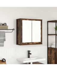 Armoire murale de salle de bain miroir chêne fumé 60x21x60 cm | Mobilier & Déco
