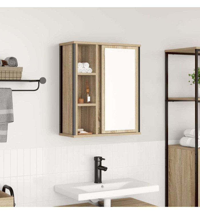 Meuble murale de salle de bain miroir chêne sonoma 50x21x60 cm | Mobilier & Déco