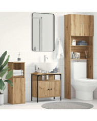Armoire lavabo de salle de bain chêne artisanal 60x30x60 cm | Mobilier & Déco