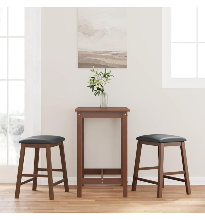 chaises de bar avec coussins 2 pcs marron bois massif d'hévéa | Mobilier & Déco