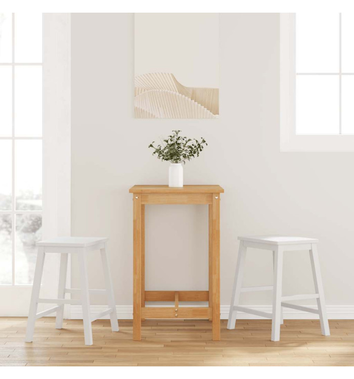 Chaises de bar 2 pcs blanc bois massif d'hévéa | Mobilier & Déco