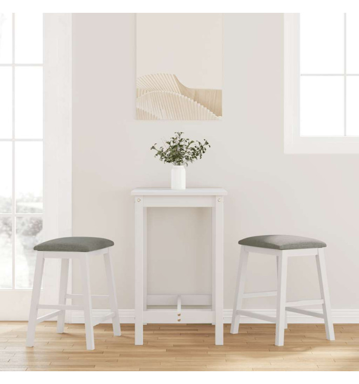 Chaises de bar avec coussins 2 pcs blanc bois massif d'hévéa | Mobilier & Déco