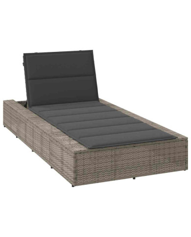 Transat avec coussin flottant gris résine tressée | Mobilier & Déco